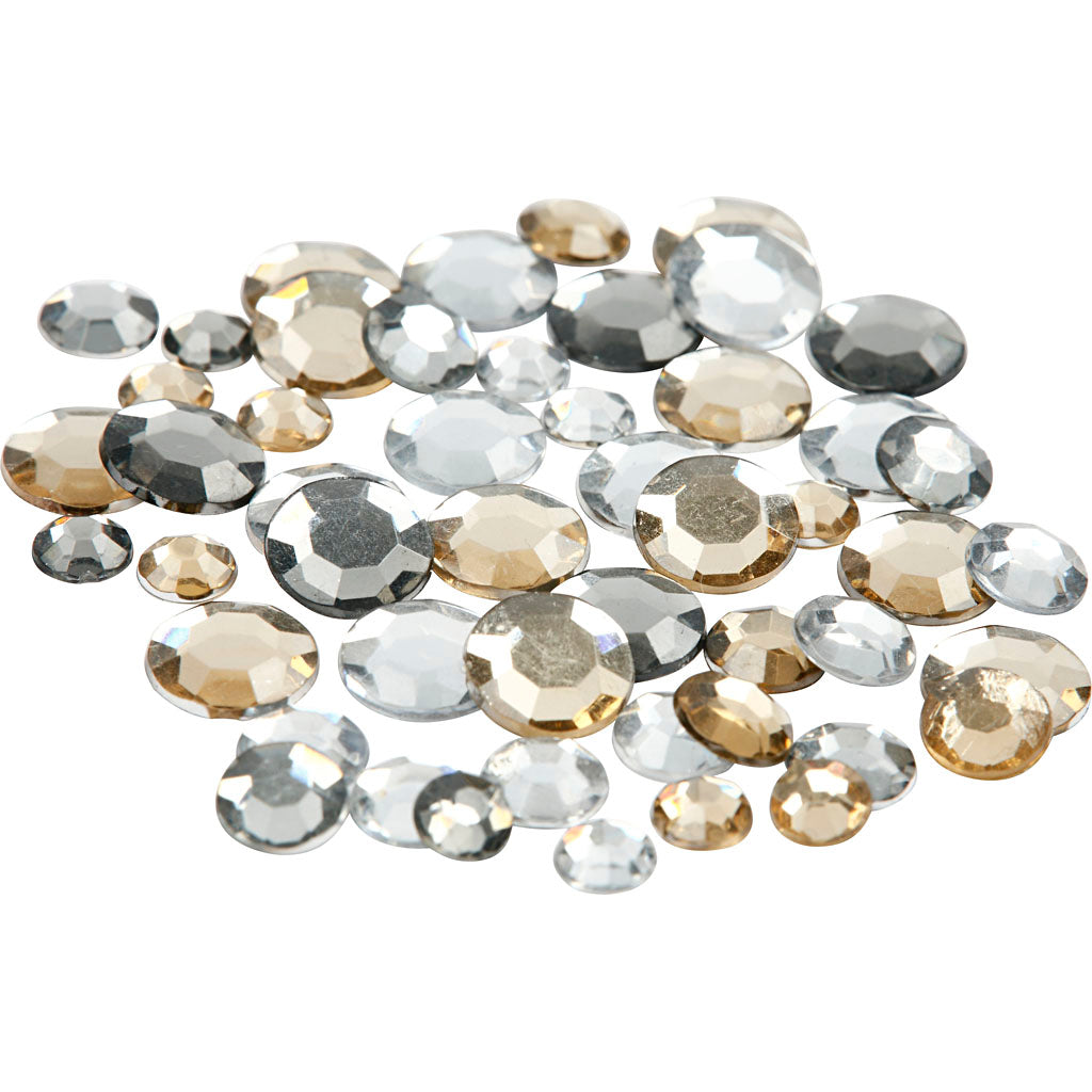 Rhinestones, round, size 6+9+12 mm, golden oil, 360 pc