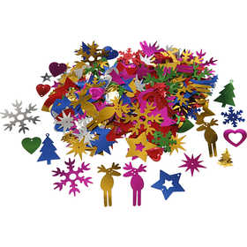 Pailletten, Größe 8-50 mm, Kräftige Farben, 400 g/ 1 Pck [HOB-52250]