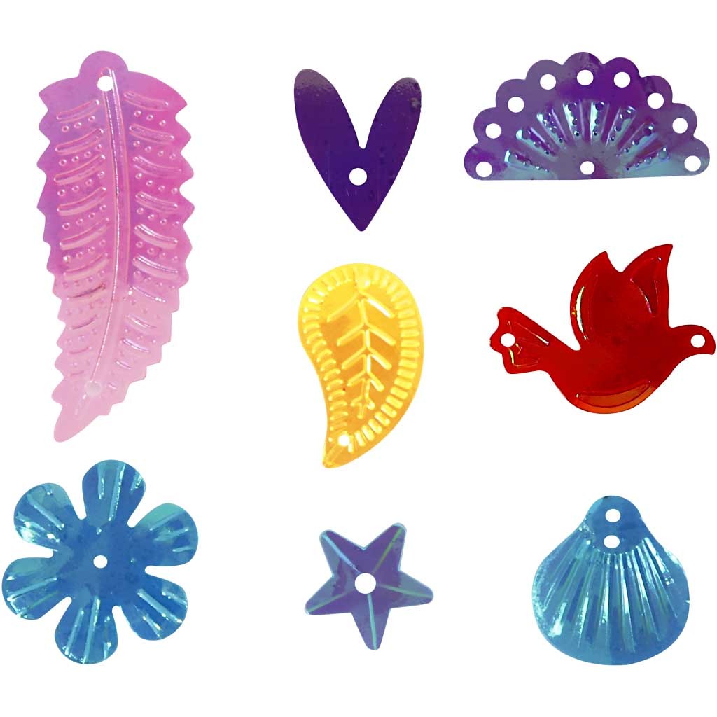 Pailletten, Größe 15-45 mm, Perlmuttfarben, 30 g/ 1 Pck [HOB-522520]