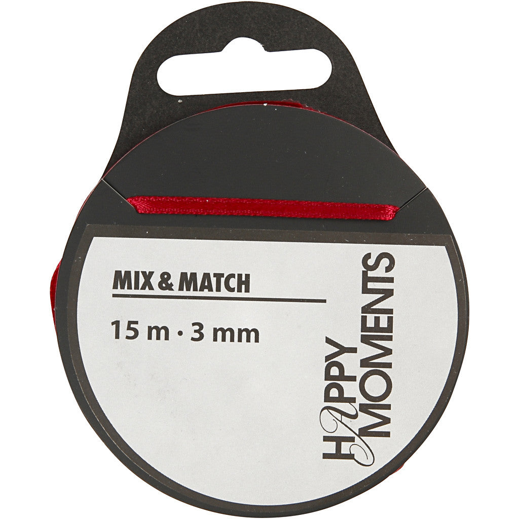 Satinband, B 3 mm, Weinrot, 15 m/ 1 Rolle [HOB-524503]