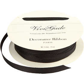 Zierband, B 6 mm, Schwarz, 15 m/ 1 Rolle [HOB-52480]