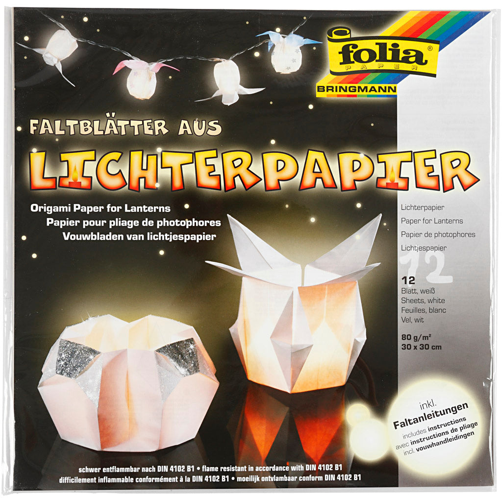 Leichtes, helles Papier, Blatt 30x30 cm, 80 g, Weiß, 12 Bl./ 1 Pck [HOB-536151]