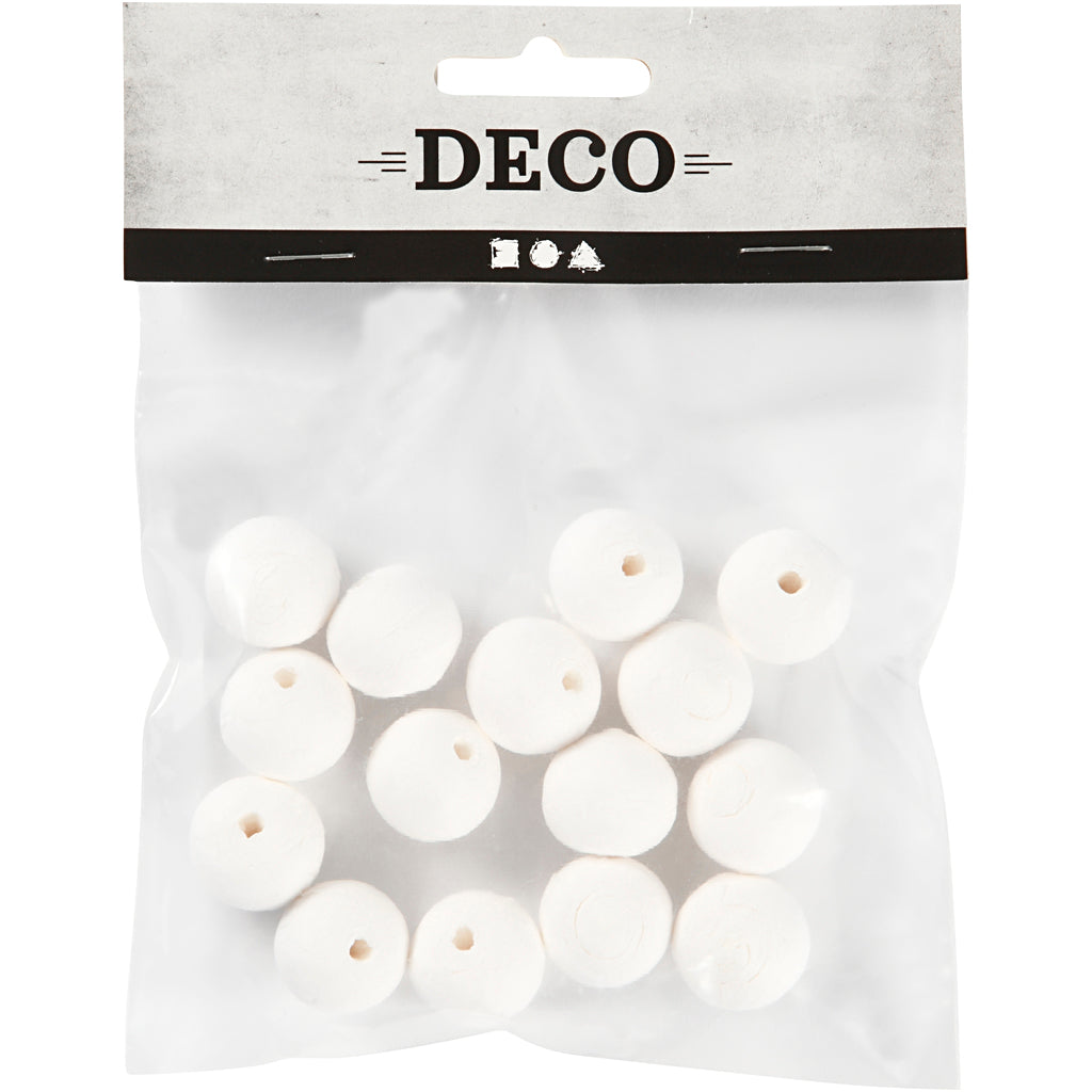 Compressed Cotton Balls, dia. 20 mm, white, 15 pc