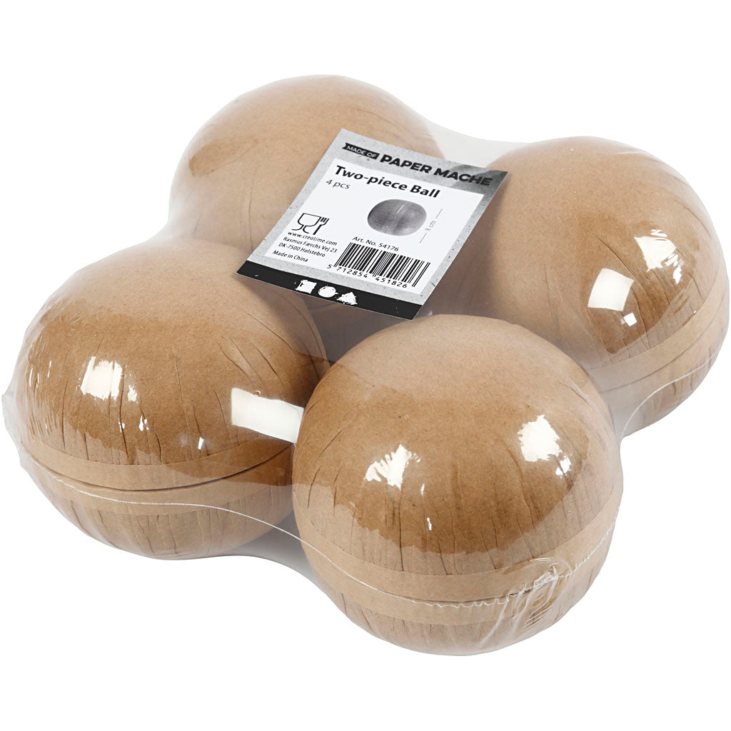 Zweiteilige Pappkugel, D 8 cm, 4 Stk/ 1 Pck [HOB-54176]