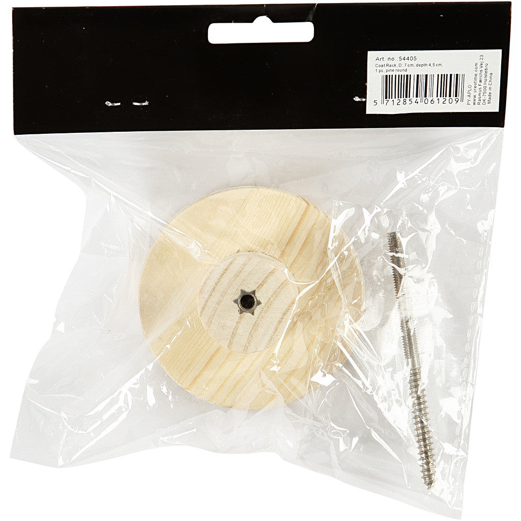 Garderobe, Runde Platte, T 4,5 cm, D 7 cm, 1 Stk [HOB-54405]