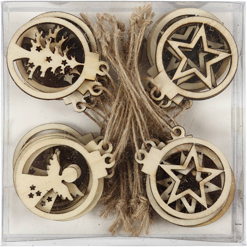 Weihnachtsanhänger, D 3 cm, Dicke 2,7 mm, 24 Stk/ 1 Pck [HOB-54464]