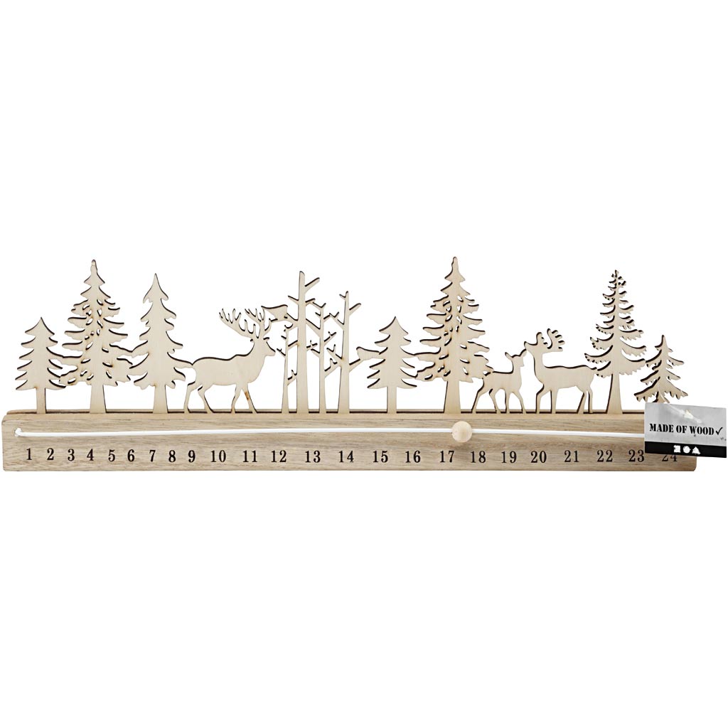 Adventkalender mit Datumszahlen, H 12 cm, L 40 cm, B 3,6 cm, 1 Stk [HOB-54471]