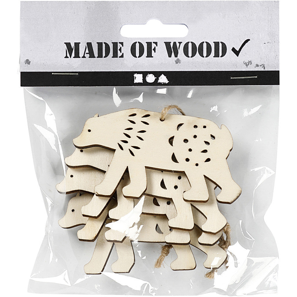 Anhänger, Eisbär, H 4,5 cm, T 0,5 cm, B 7,5 cm, 4 Stk/ 1 Pck [HOB-55320]