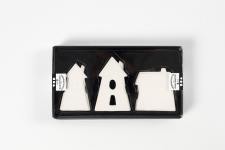 Anhänger, Häuser, H 7,6-9,7 cm, Weiß, 3 Stk/ 1 Pck [HOB-555170]