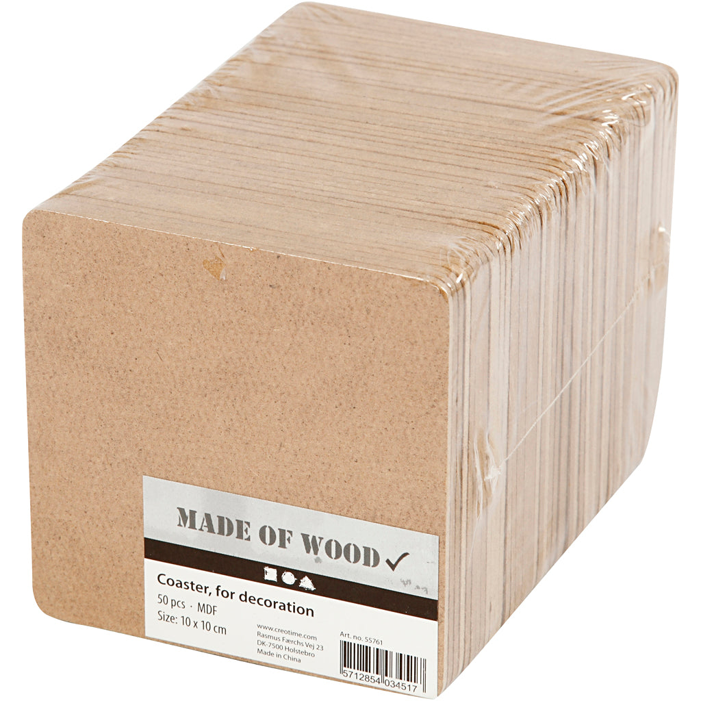 Untersetzer aus MDF 10x10x0.3cm (50 Stück) [HOB55761]