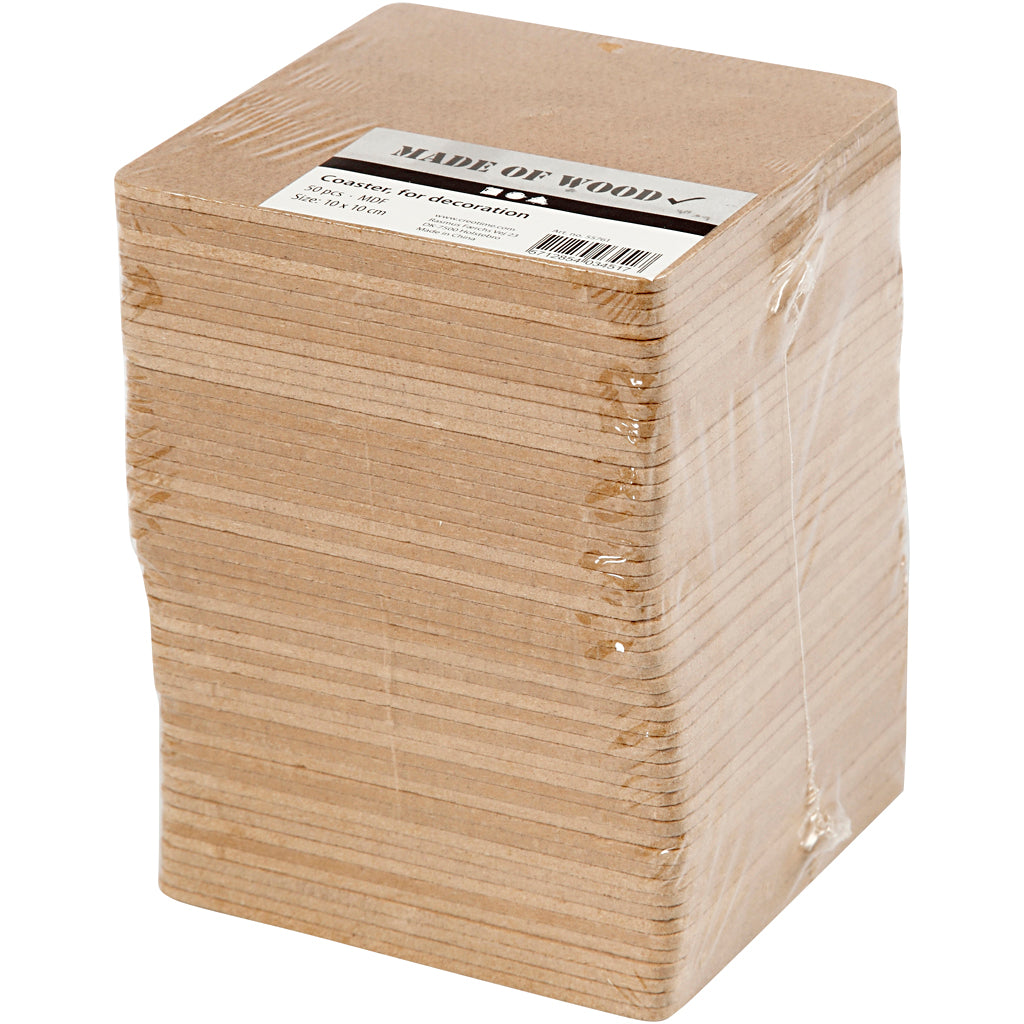 Untersetzer aus MDF 10x10x0.3cm (50 Stück) [HOB55761]