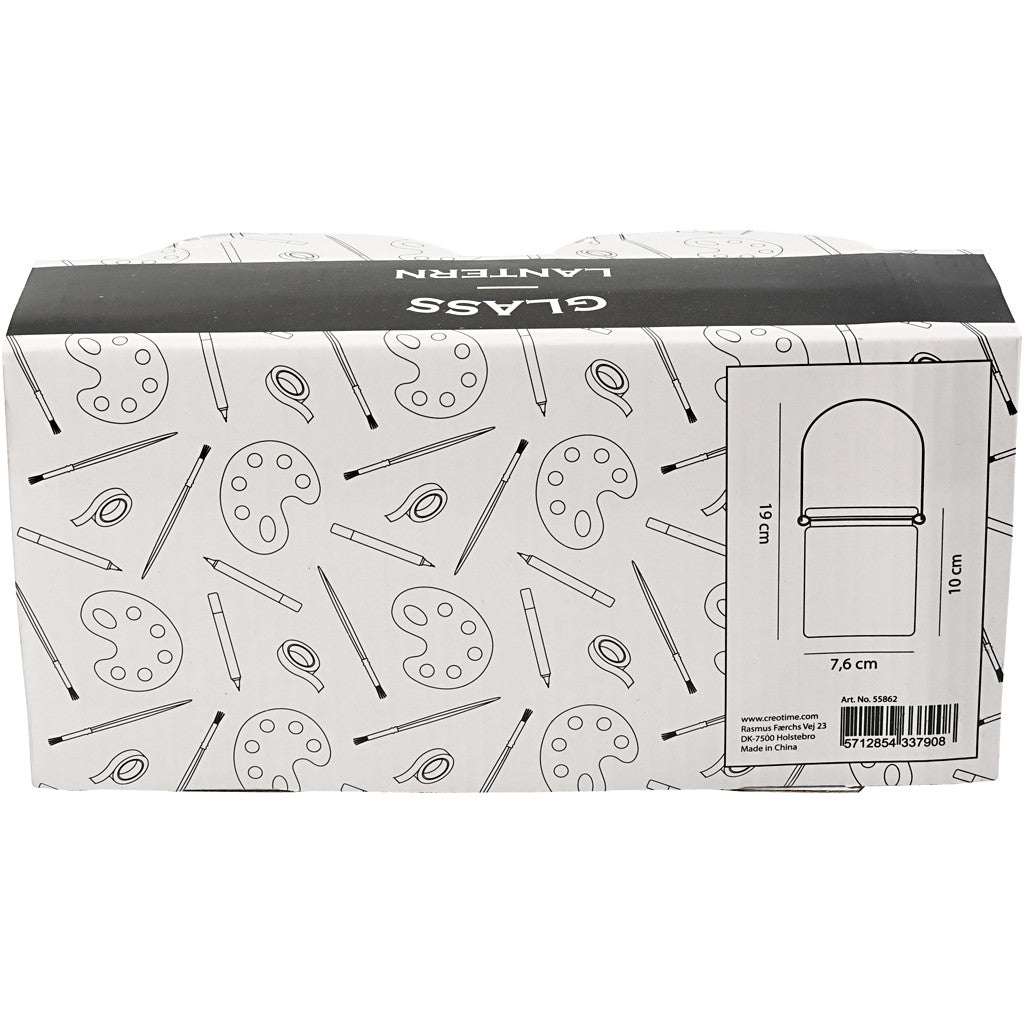 Kerzenglas/Laterne, H 10 cm, D 7,6 cm, 2 Stk/ 1 Pck [HOB-55862]