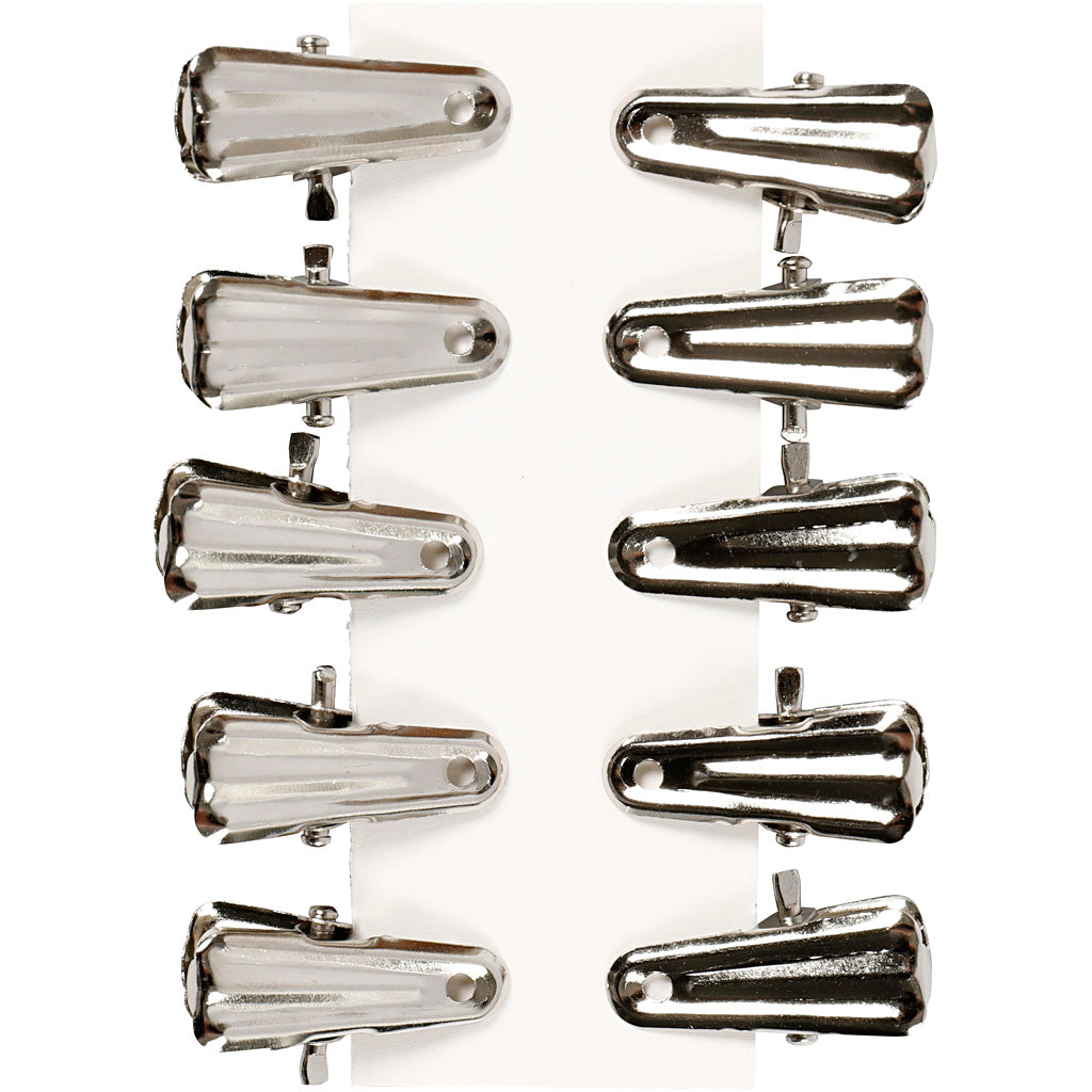 Deko-Klammer, L 27 mm, B 14 mm, Silber, 10 Stk/ 1 Pck [HOB-559540]
