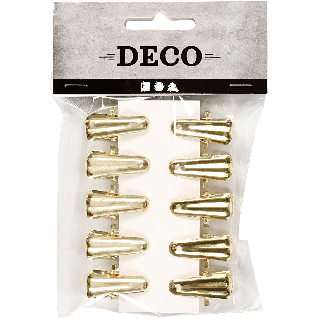 Deko-Klammer, L 27 mm, B 14 mm, Gold, 10 Stk/ 1 Pck [HOB-559541]