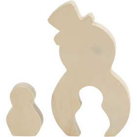 2in1 - Holzfigur, Schneemänner, H 7,7+20 cm, T 2 cm, B 5,3+11,3 cm, 1 Set [HOB-56134]