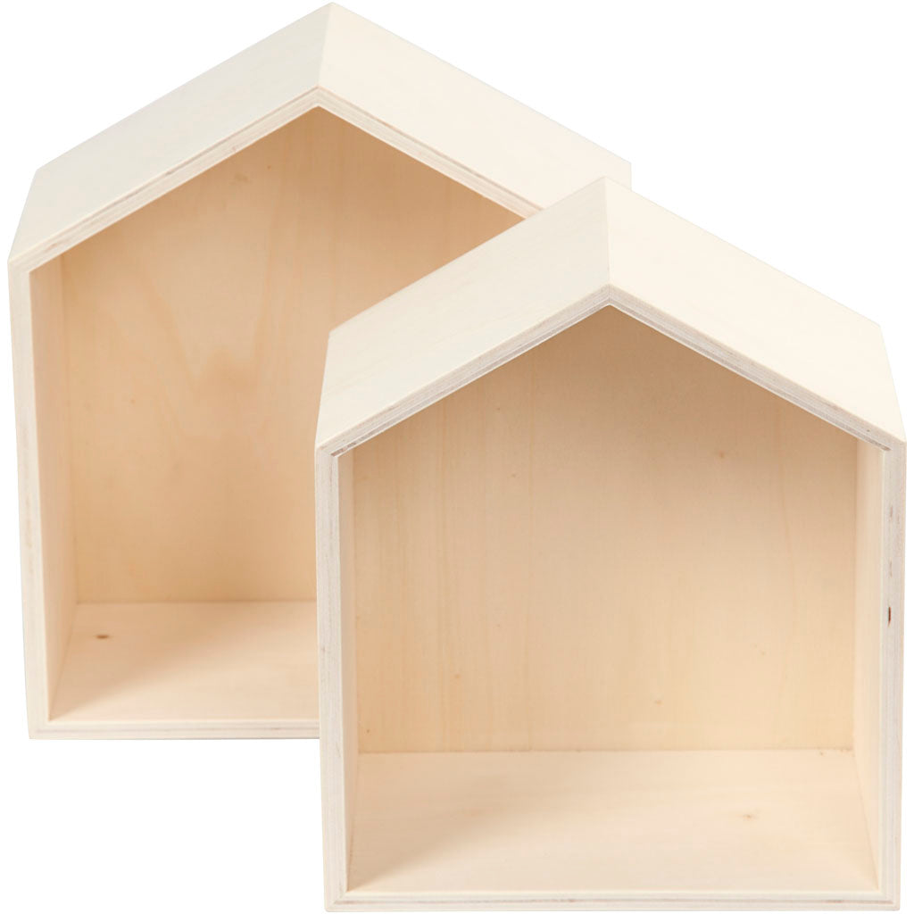 Storage Boxes, houses, H: 22,5+25 cm, D. 12,5 cm, W: 19,5+22,5 cm, 2 pc/ 1 set