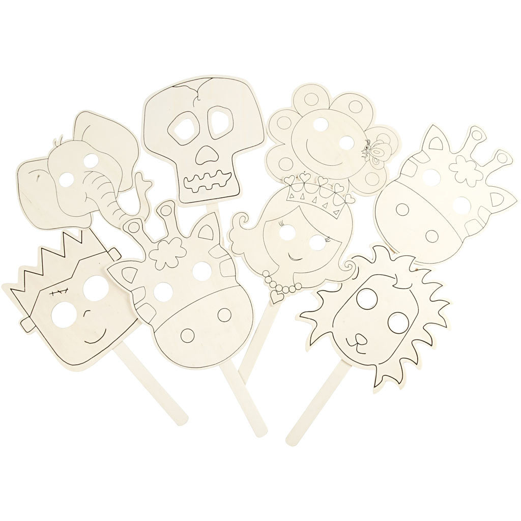 Holzmasken, L 35 cm, B 22 cm, Dicke 2 mm, 16 Stk/ 1 Pck [HOB-56402]