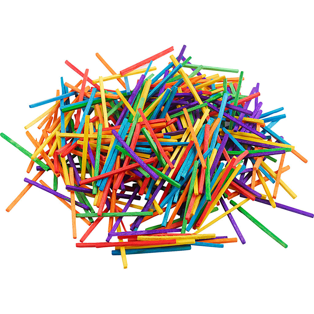 Matchsticks, L: 5 cm, assorted colours, 4300 pc, 500 g
