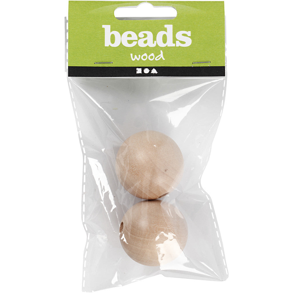 Holzperle, D 35 mm, Lochgröße 6 mm, 2 Stk/ 1 Pck [HOB-566740]