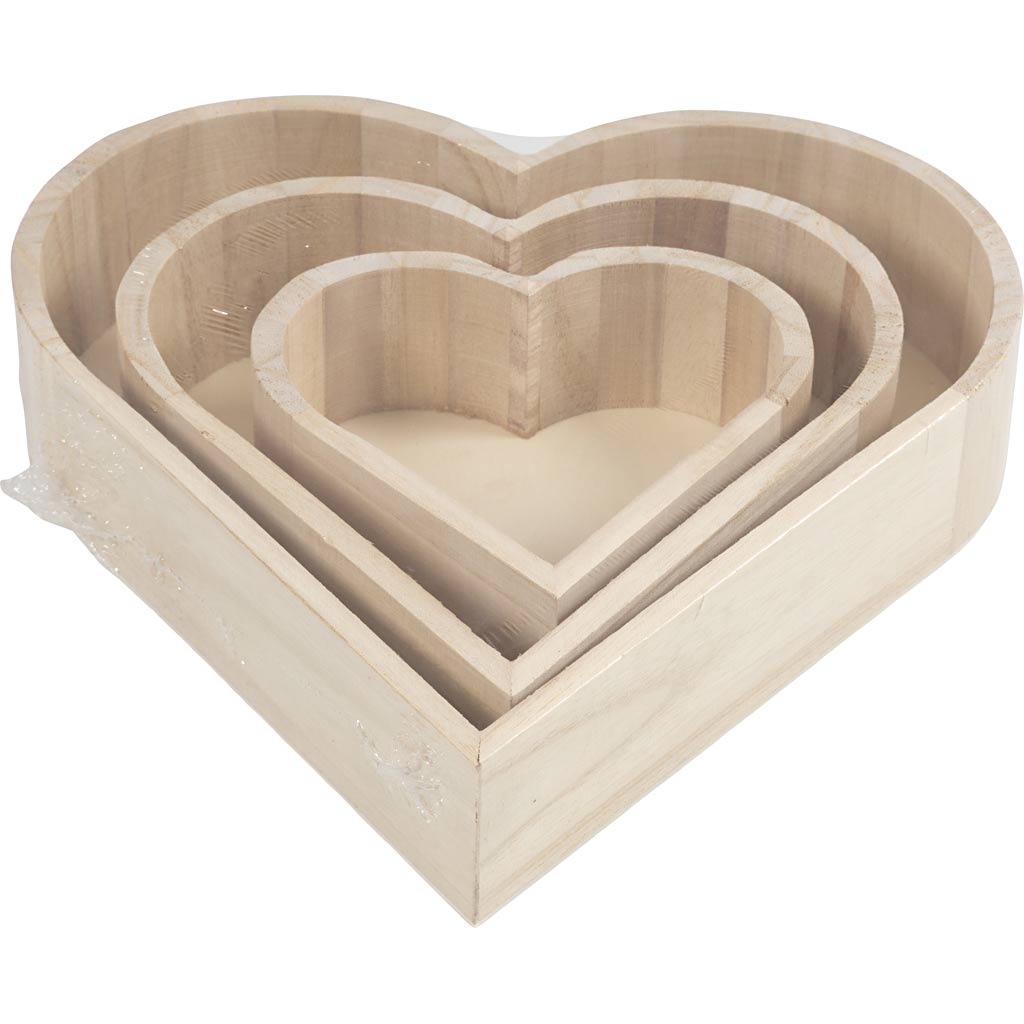 Schalen in Herzform, H 13-25 cm, T 5-5,2 cm, 3 Stk/ 1 Pck [HOB-57452]