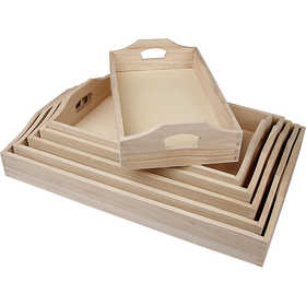 Tablett-Set, H 5 cm, L 29+32+35+38+41+44 cm, B 16,5+19+22+25+27+30 cm, 6 Stk/ 1 Set [HOB-57522]