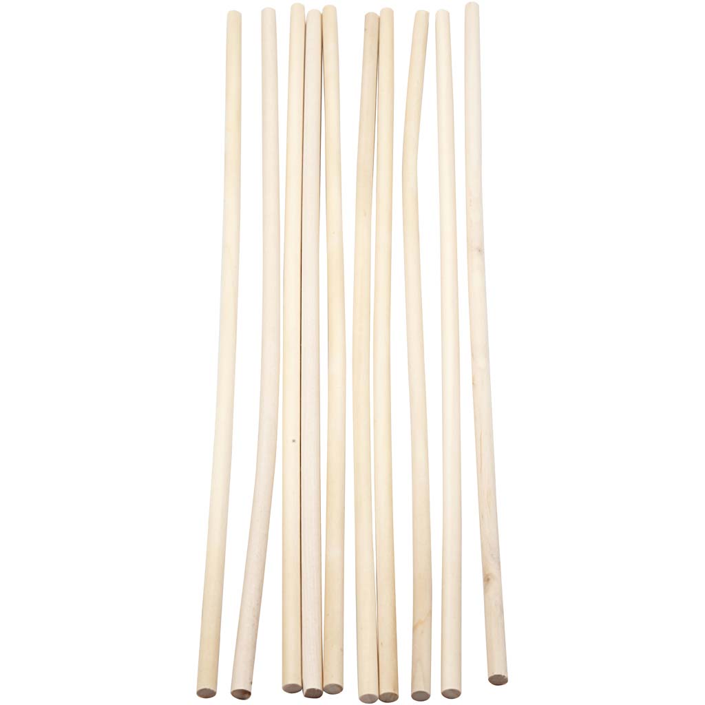 Holzstäbe rund, L 30 cm, D 6 mm, 10 Stk/ 1 Pck [HOB-57651]