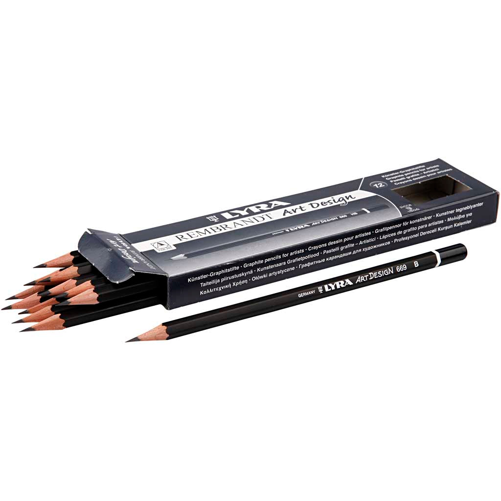 Art Design Drawing Pencils, dia. 6,9 mm, B, lead 1,8 mm, 12 pc