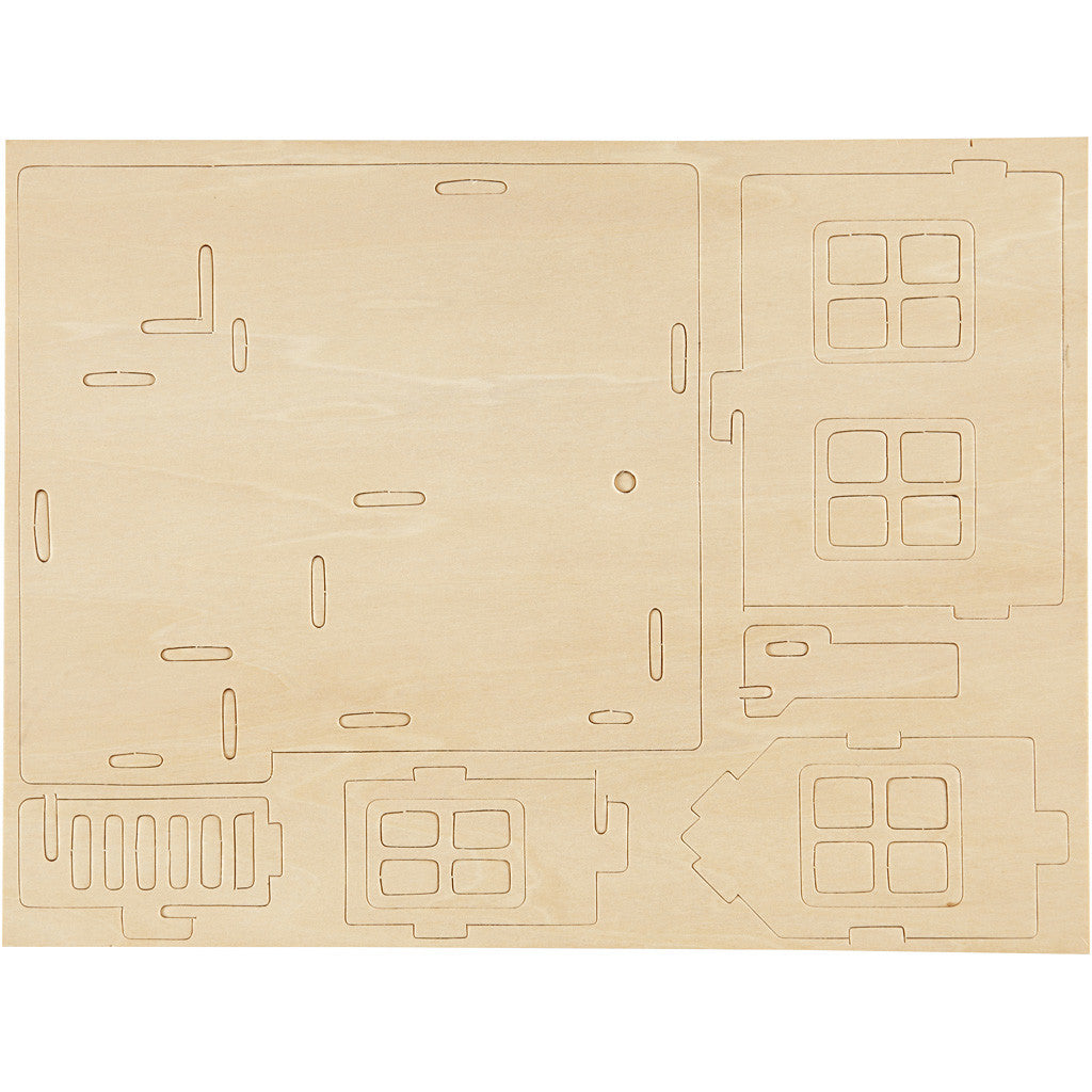 3D-Figuren zum Zusammensetzen, Haus mit Terrasse, Größe 19x17,5x15, 1 Stk [HOB-57875]