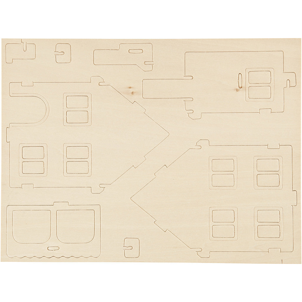 3D-Figuren zum Zusammensetzen, Haus mit Veranda, Größe 22,5x16x17,5, 1 Stk [HOB-57876]