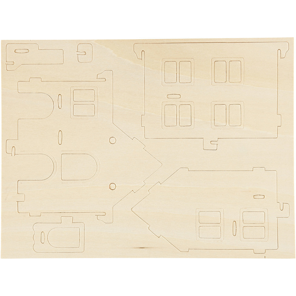 3D-Figuren zum Zusammensetzen, Haus mit Veranda, Größe 22,5x16x17,5, 1 Stk [HOB-57876]