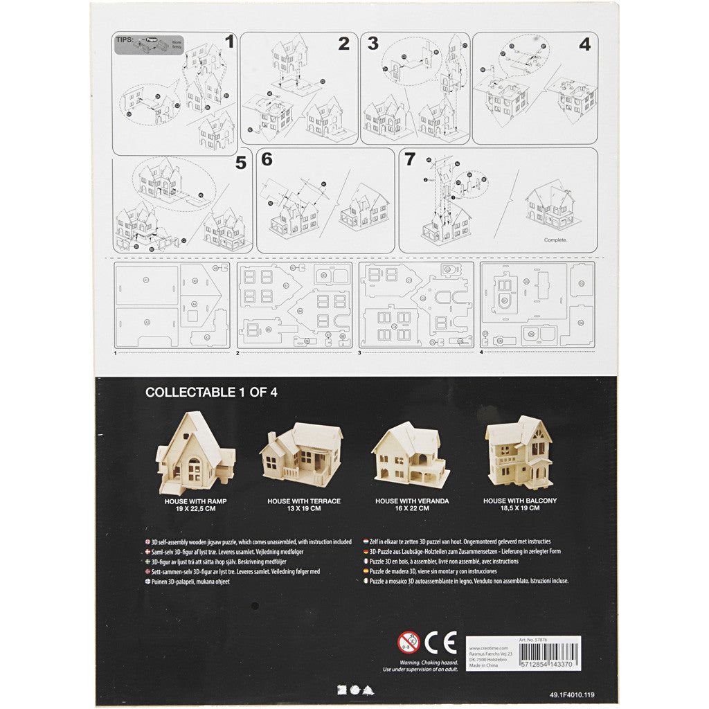 3D-Figuren zum Zusammensetzen, Haus mit Veranda, Größe 22,5x16x17,5, 1 Stk [HOB-57876]