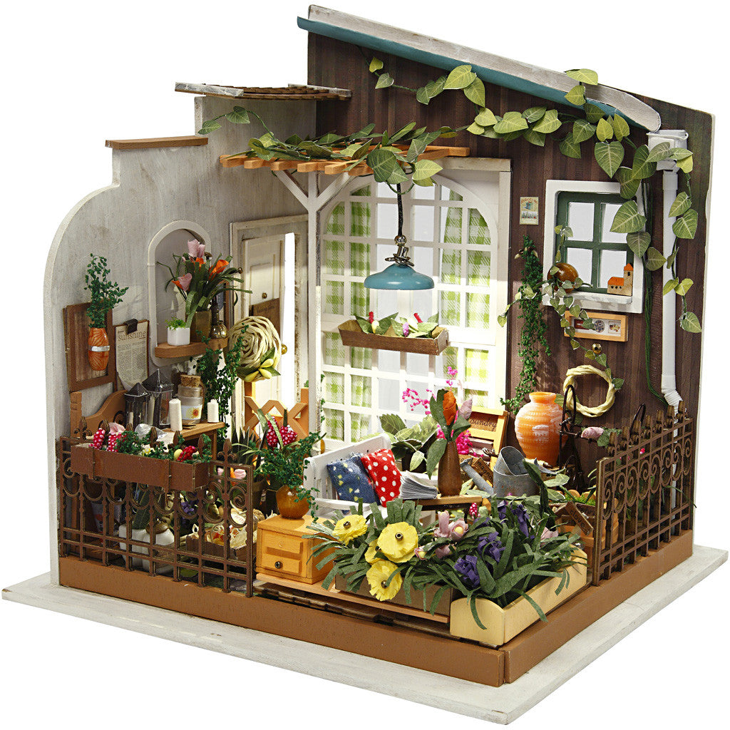DIY-Miniatur-Zimmer, Gartenzimmer, H 21 cm, B 19,5 cm, 1 Stk [HOB-57880]