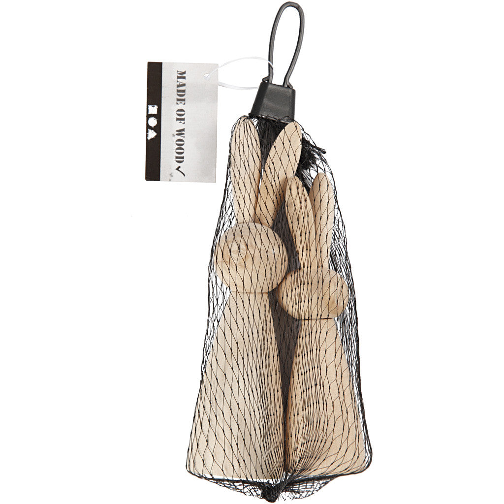 Holzhasen, H 12+14 cm, T 3,5+4 cm, 2 Stk/ 1 Pck [HOB-57895]