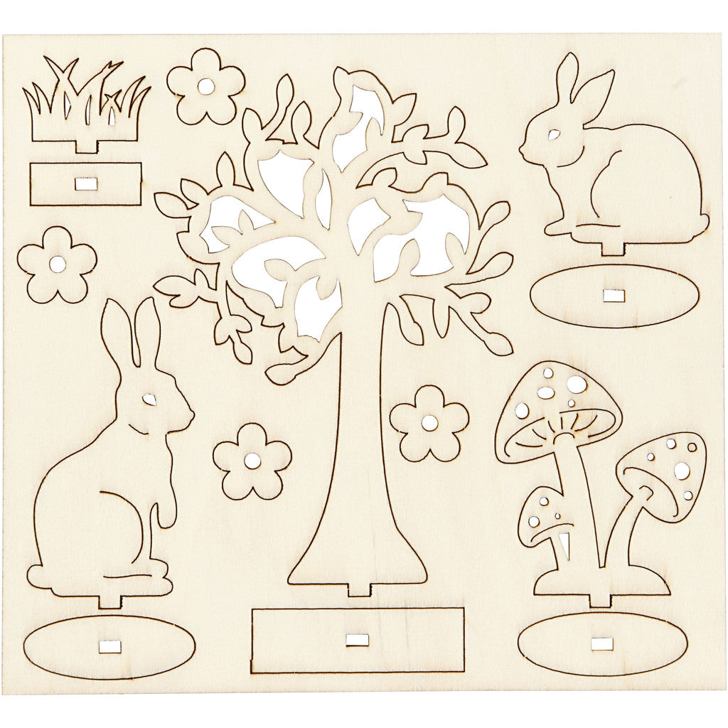 Zusammensteckbare Holzfiguren, L 15,5 cm, B 17 cm, Dicke 3 mm, 1 Pck [HOB-57942]