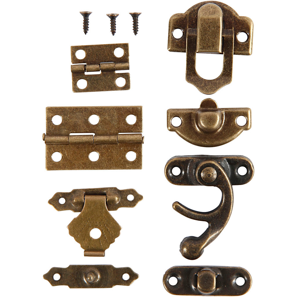 Mini Hanging Brackets, size 16x19-19x29,5 mm, antique gold, 15 set