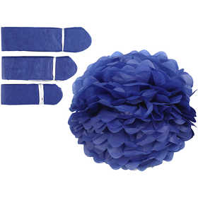 Seidenpapier-Pompons, D 20+24+30 cm, 16 g, Dunkelblau, 3 Stk/ 1 Pck [HOB-590004]