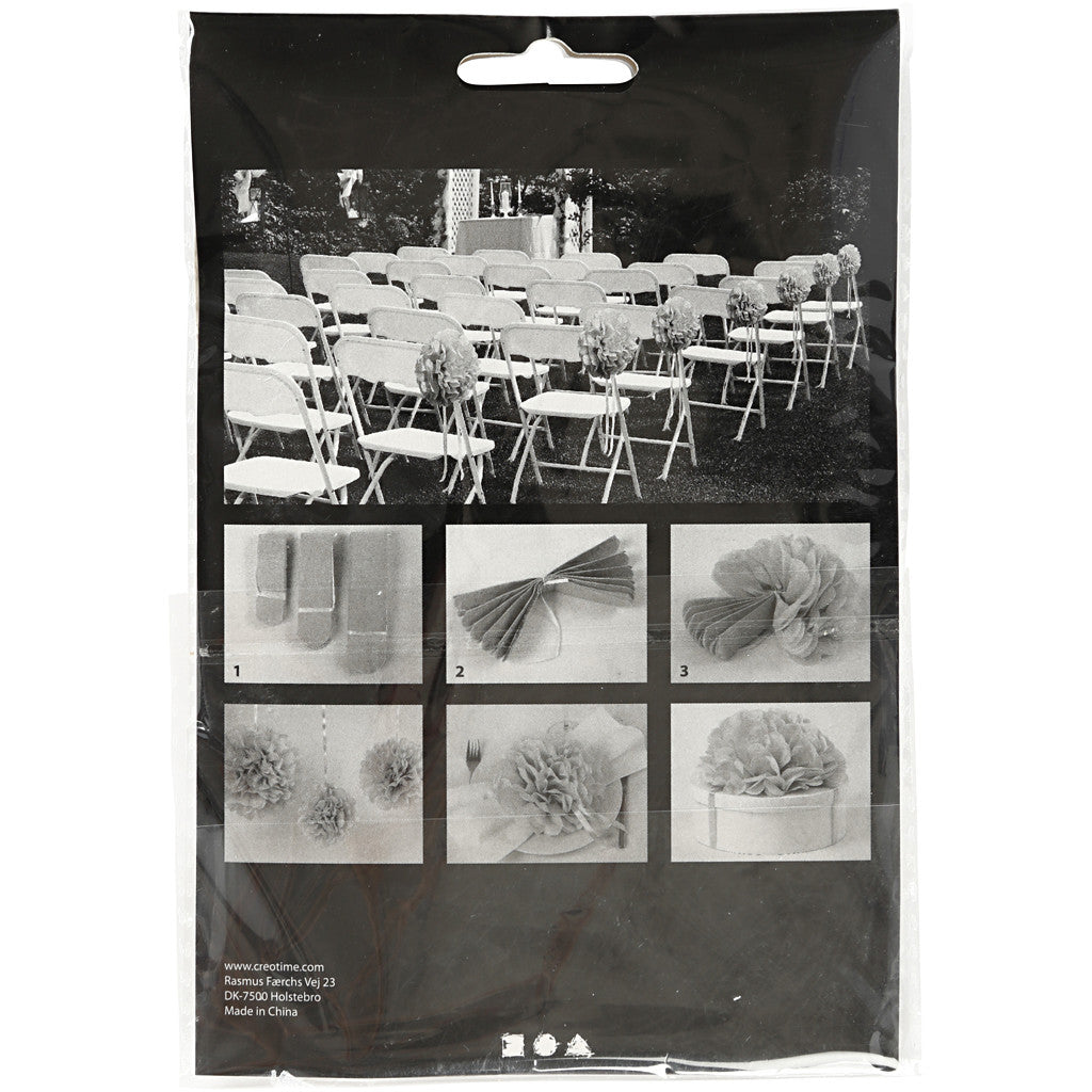 Seidenpapier-Pompons, D 20+24+30 cm, 16 g, Hellblau, 3 Stk/ 1 Pck [HOB-590008]