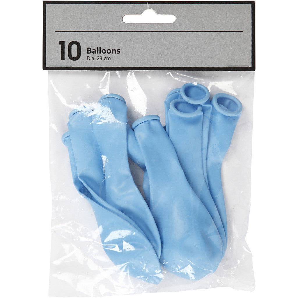 Ballons, rund, D 23 cm, Hellblau, 10 Stk/ 1 Pck [HOB-59161]