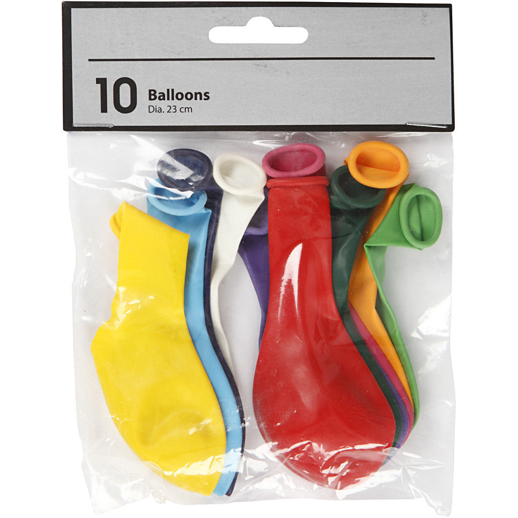 Ballons, rund, D 23 cm, Sortierte Farben, 10 Stk/ 1 Pck [HOB-59173]