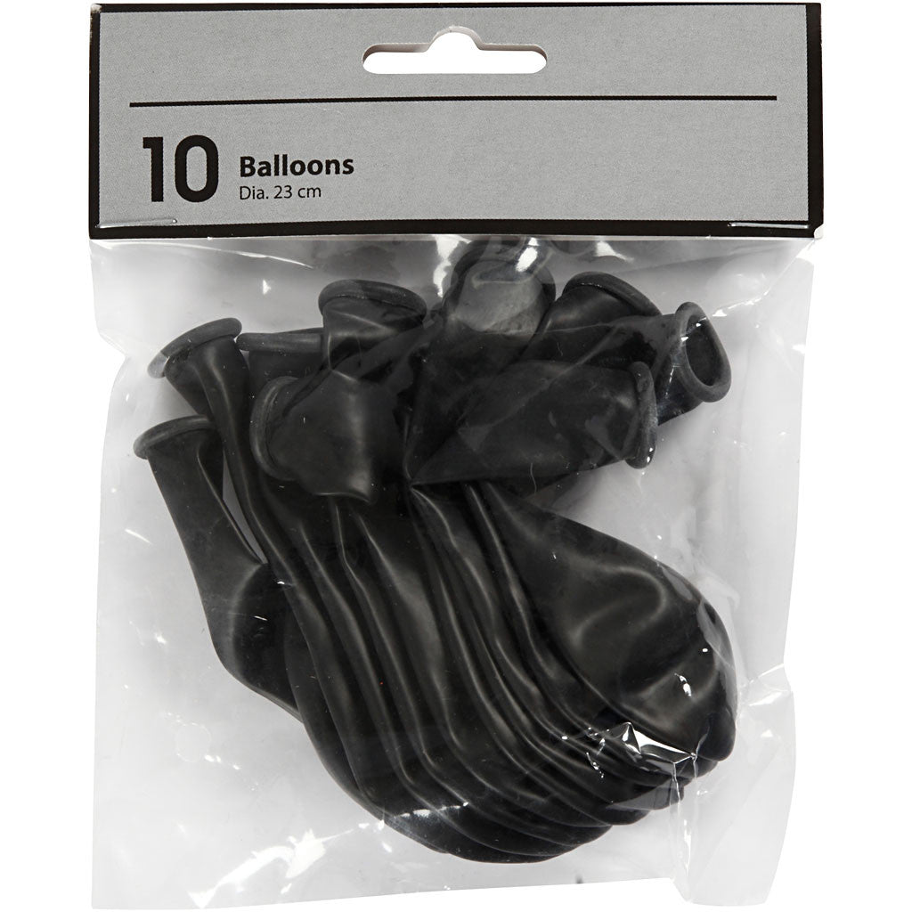 Ballons, D 23 cm, Schwarz, 10 Stk/ 1 Pck [HOB-592002]