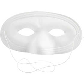 Halbmaske, H 10 cm, B 17,5 cm, Weiß, 12 Stk/ 1 Pck [HOB-59240]