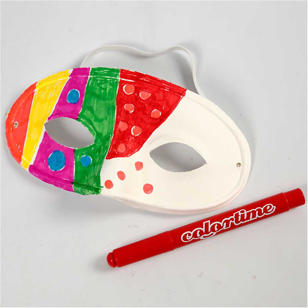 Halbmasken, H 9,5 cm, B 18,5 cm, Weiß, 10 Stk/ 1 Pck [HOB-59255]