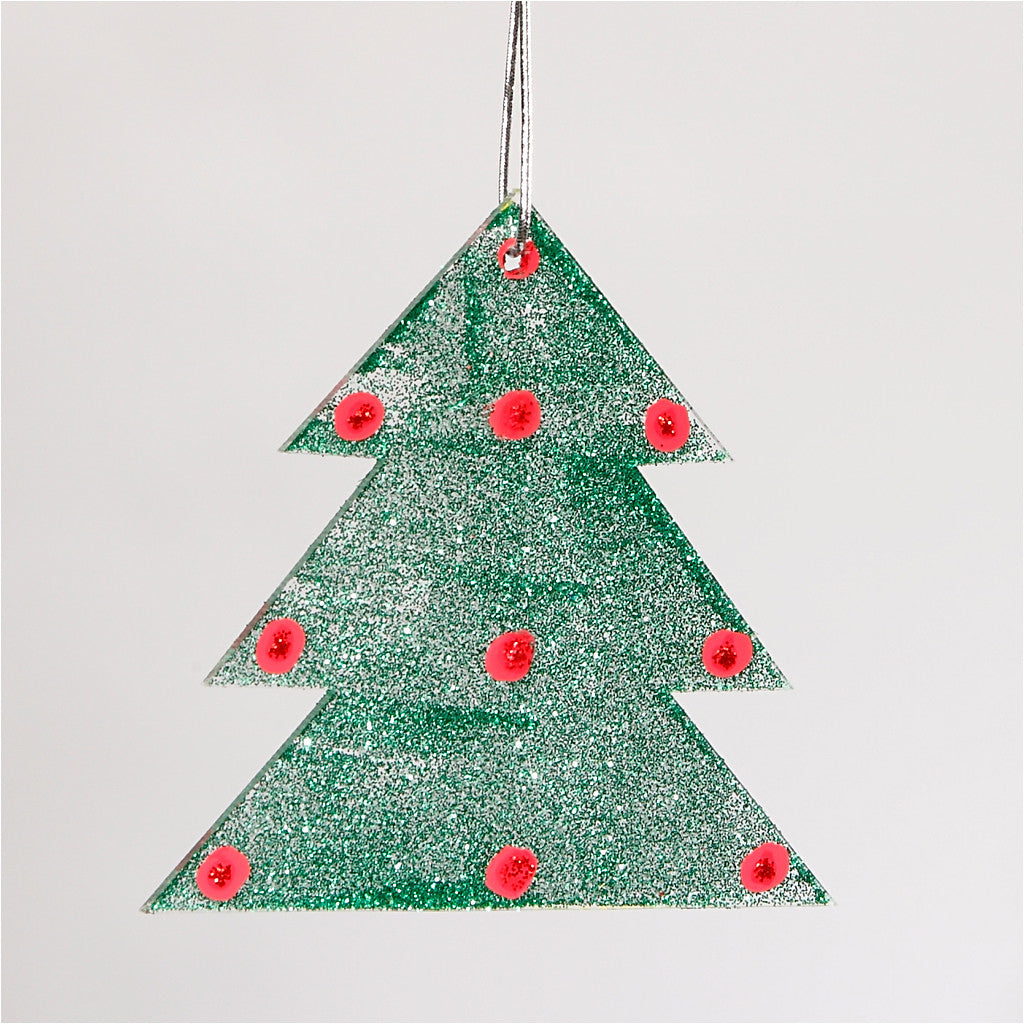 Anhänger aus Acryl, Weihnachtsbaum, H 8 cm, Dicke 2 mm, 5 Stk/ 1 Pck [HOB-592980]