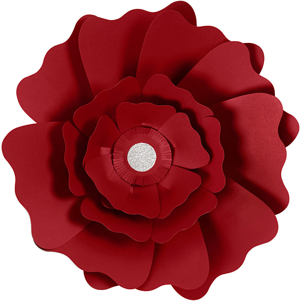 Papierblumen, D 15+25 cm, 230 g, Rot, 2 Stk/ 1 Pck [HOB-599903]