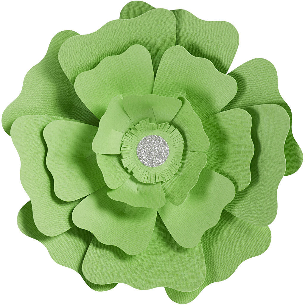 Papierblumen, D 15+25 cm, 230 g, Grün, 2 Stk/ 1 Pck [HOB-599907]