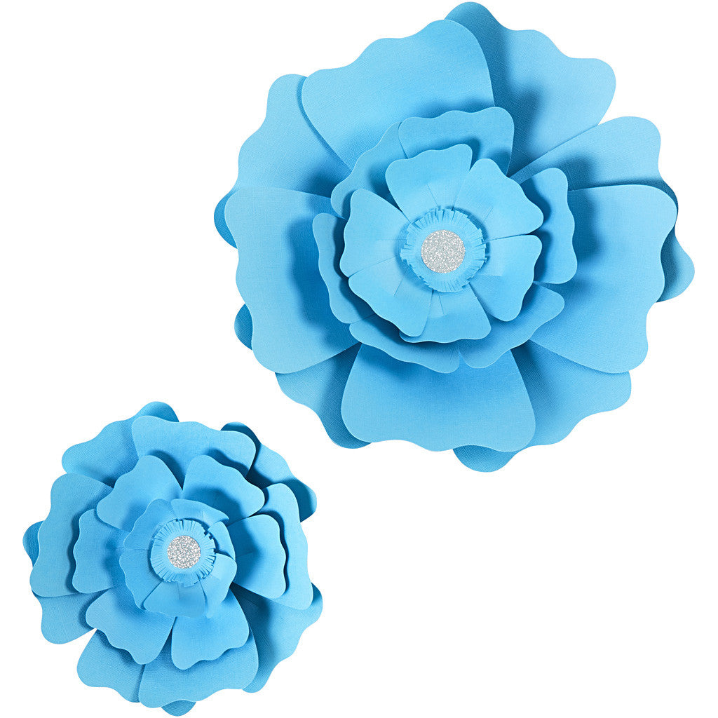 Papierblumen, D 15+25 cm, 230 g, Hellblau, 2 Stk/ 1 Pck [HOB-599908]