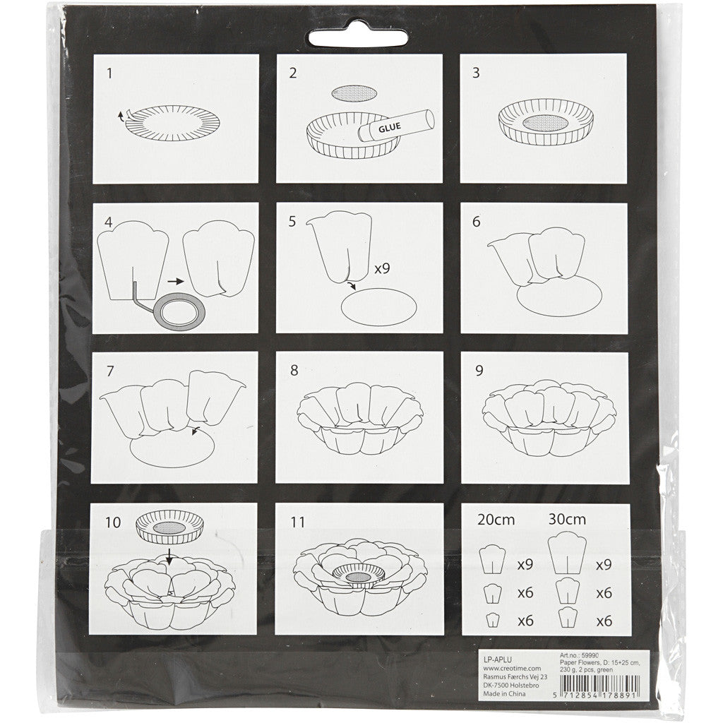 Papierblumen, D 15+25 cm, 230 g, Hellblau, 2 Stk/ 1 Pck [HOB-599908]