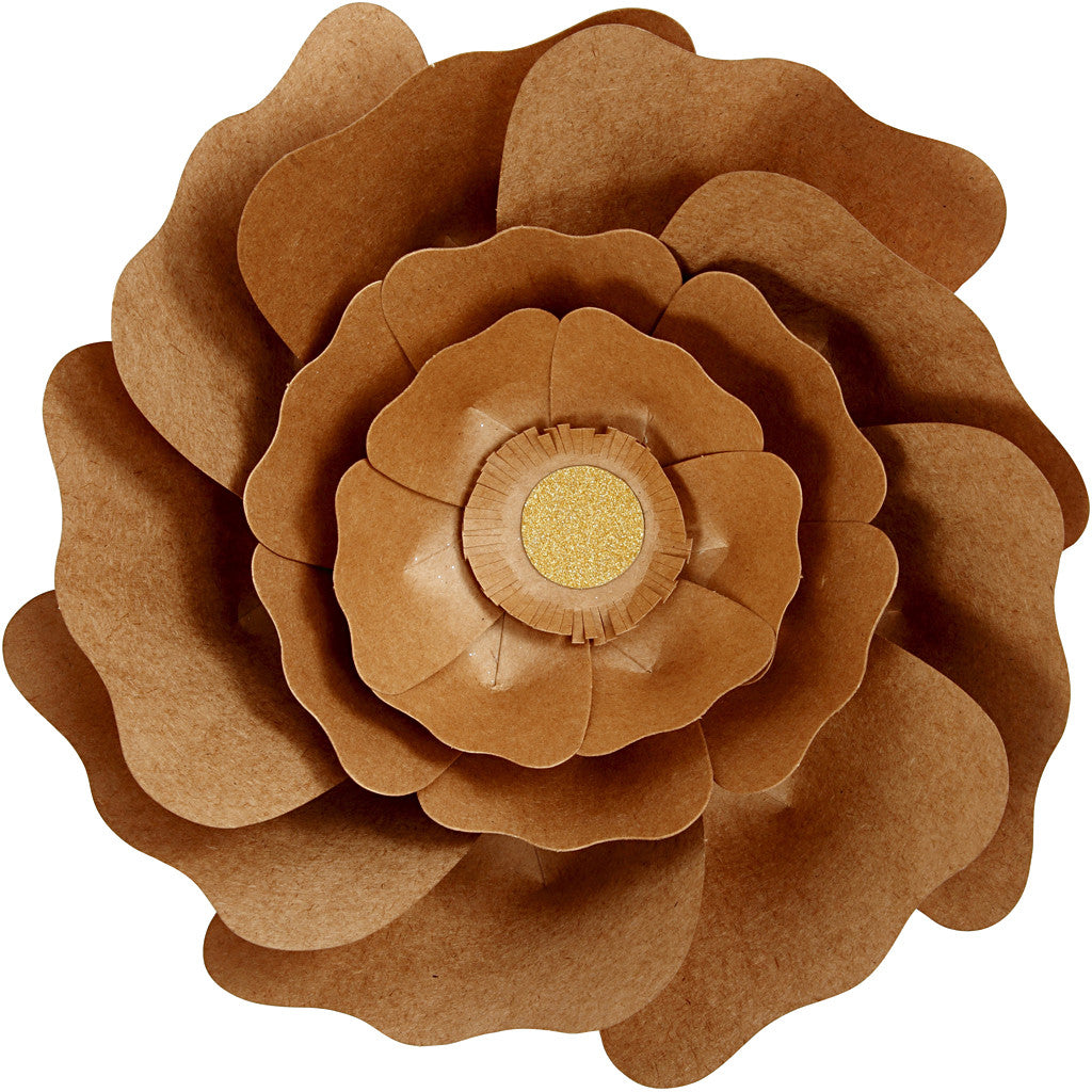 Papierblumen, D 15+25 cm, Natur, 2 Stk/ 1 Pck [HOB-599916]