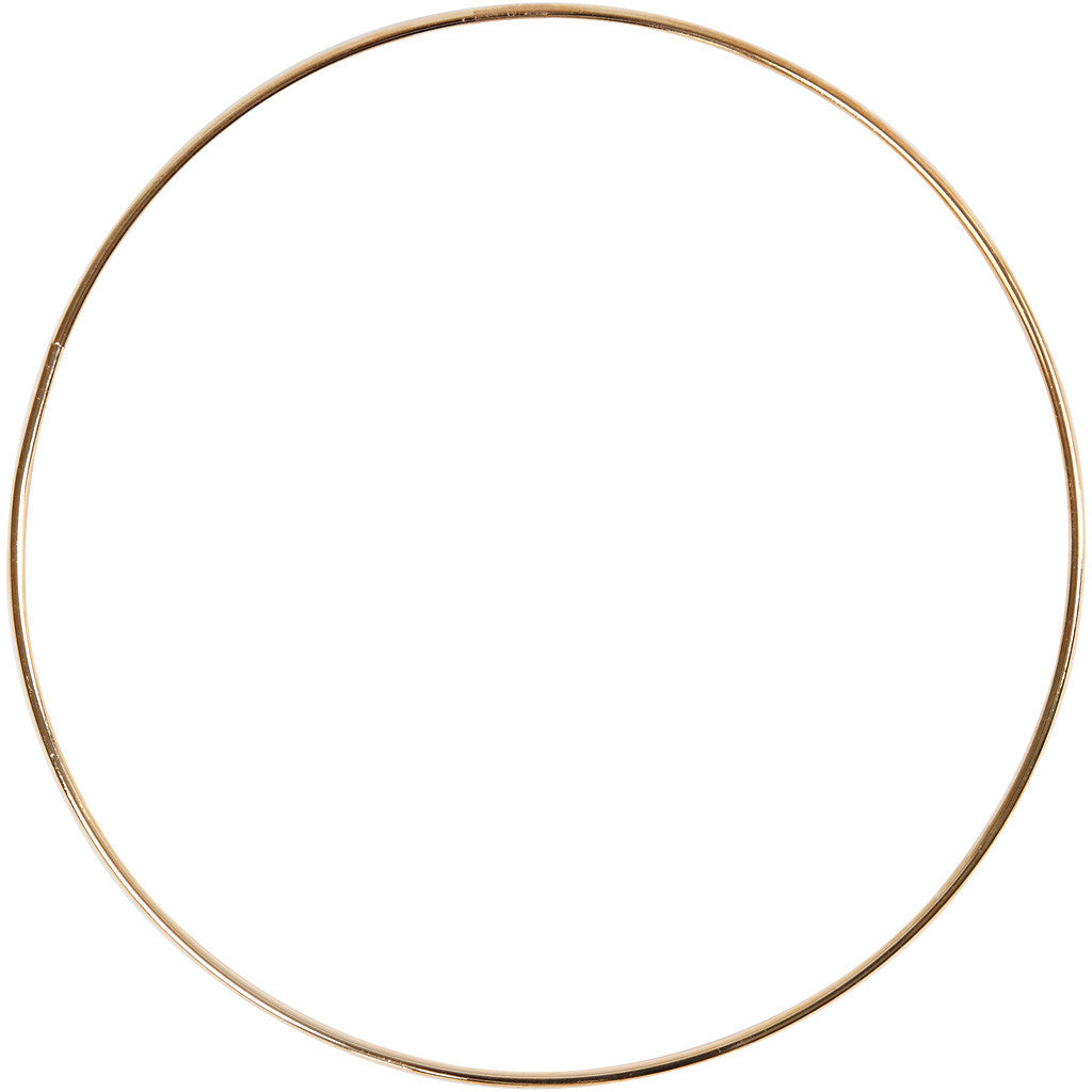 Metal Wire Ring, gold, D: 20 cm, thickness 3 mm