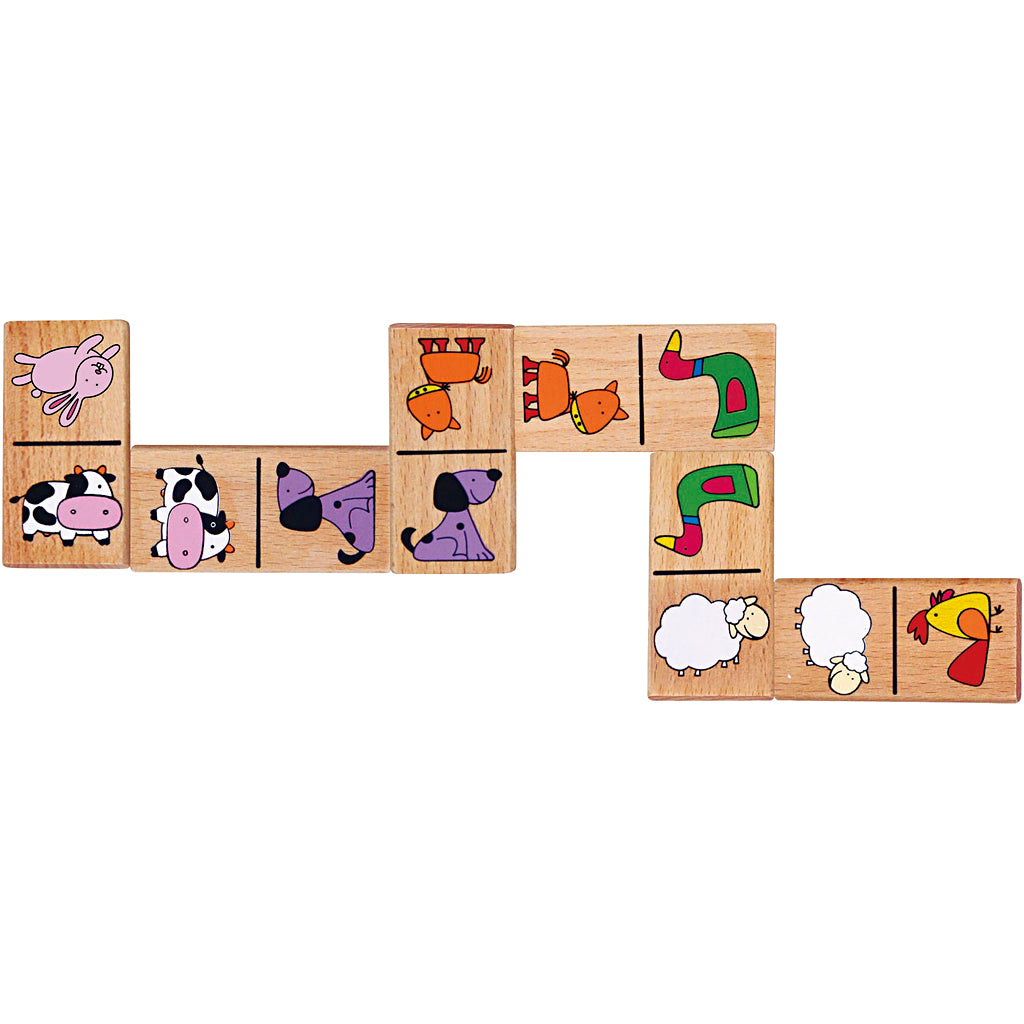 VIGA Domino-Set für Kinder, 28 Teile, Größe 3,5x7x0,7 cm, 28 Stücke, 1 Stk [HOB-907782]